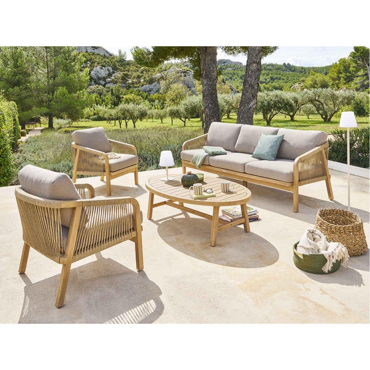 HESPERIDE Salon de jardin en bois d'acacia Papouasie - 5 places - Hespéride