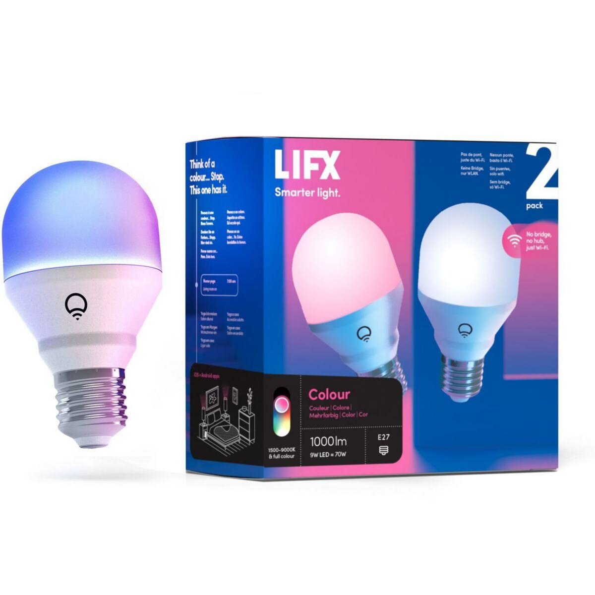LIFX Ampoule connectée Colour Smart WiFi E27 x2