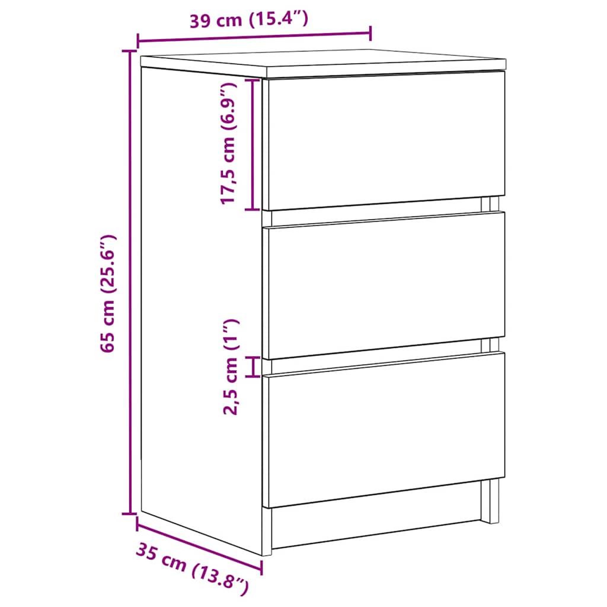 Voir la diapositive 6 : VIDAXL Tables de chevet avec 3 tiroirs 2 pcs gris beton 39x35x65 cm