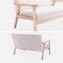 Voir la diapositive 3 : SWEEEK Banquette canapé en bois et tissu bouclette. Isak. L 114 x P 69.5 x H 73cm