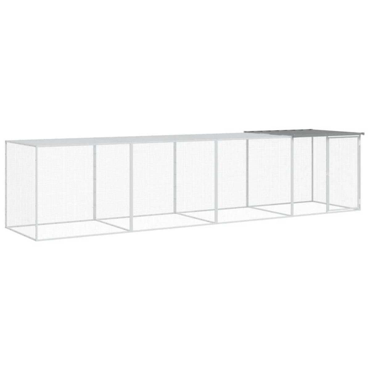 VIDAXL Poulailler avec toit gris clair 403x98x90 cm acier galvanise