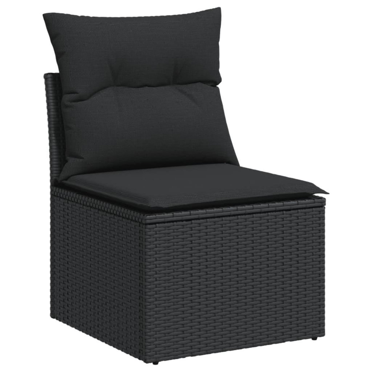 VIDAXL Canape de jardin sans accoudoirs coussins noir resine tressee