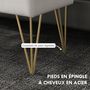 Voir la diapositive 6 : HOMCOM Banquette coffre de rangement 2 en 1 design art déco - piètement épingle acier doré tissu crème