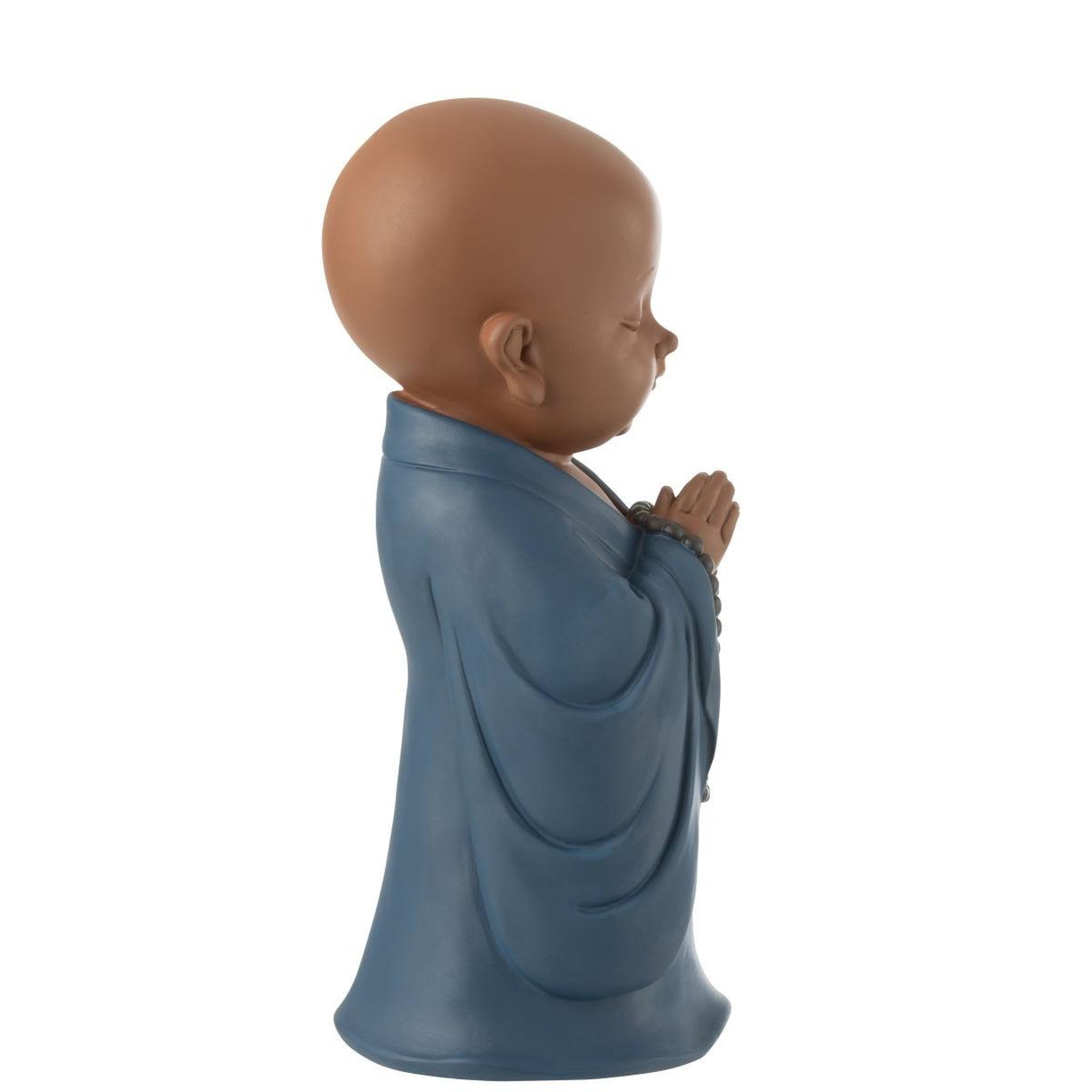 Voir la diapositive 2 : J-LINE Statuette moine prière  grady  32cm bleu
