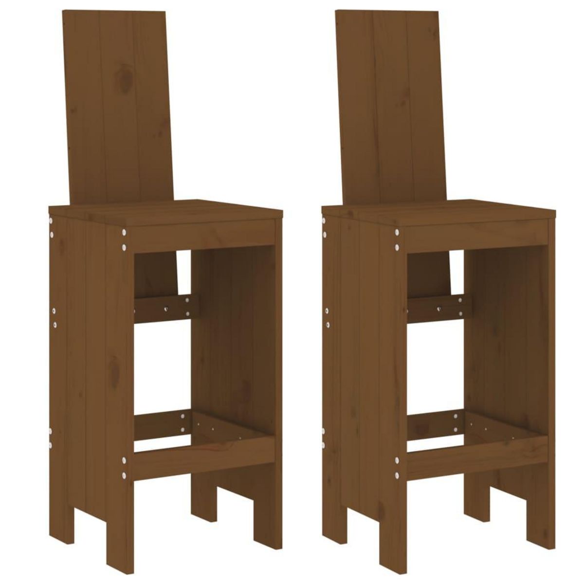 VIDAXL Tabourets lot de 2 marron miel 40x42x120 cm bois massif de pin