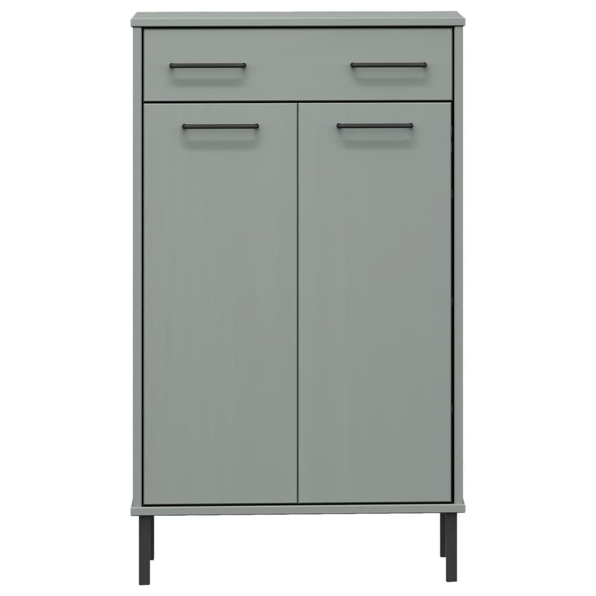 Voir la diapositive 4 : VIDAXL Etagere a chaussures et pieds en metal Gris Bois de pin OSLO