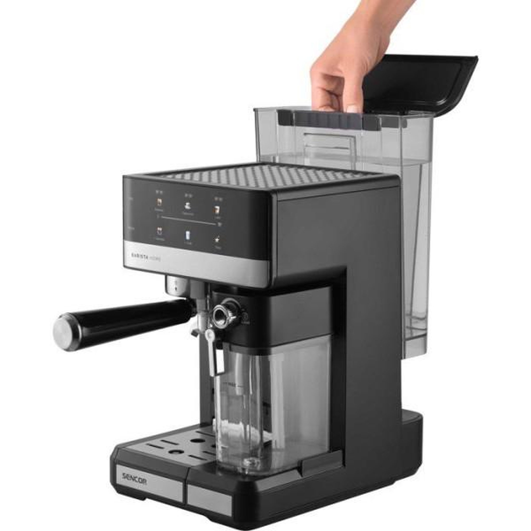 Voir la diapositive 5 : MARKET24 Machine a Cafe  a expresso Sencor SES 4060BK - Cappuccino et latte automatiques - Réservoir lait 500 ml - 20 bars - Noire