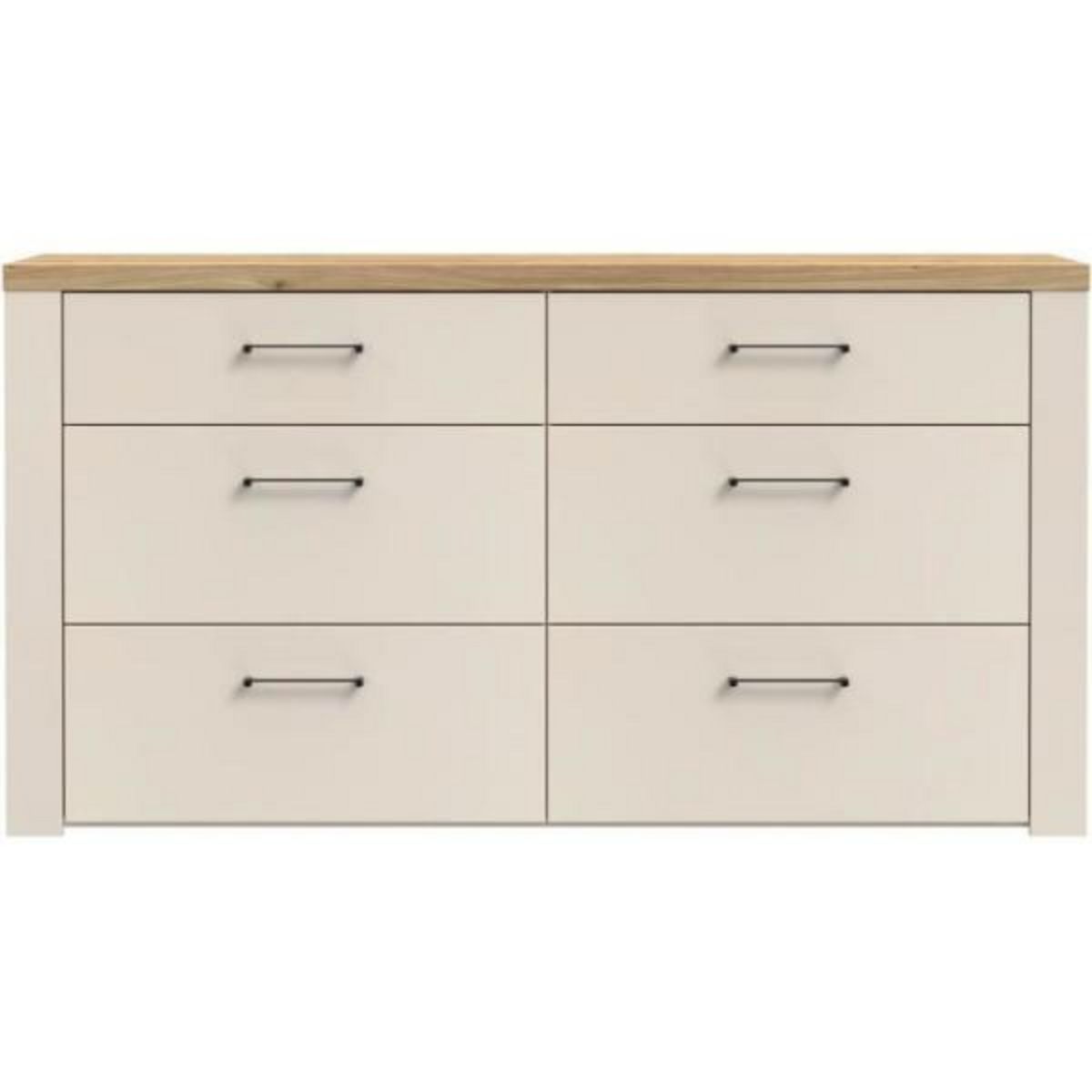 MARKET24 Commode - NELLEKE - 6 tiroirs - Sable / Bois - L156,3 x P41,3 x H83,1 cm