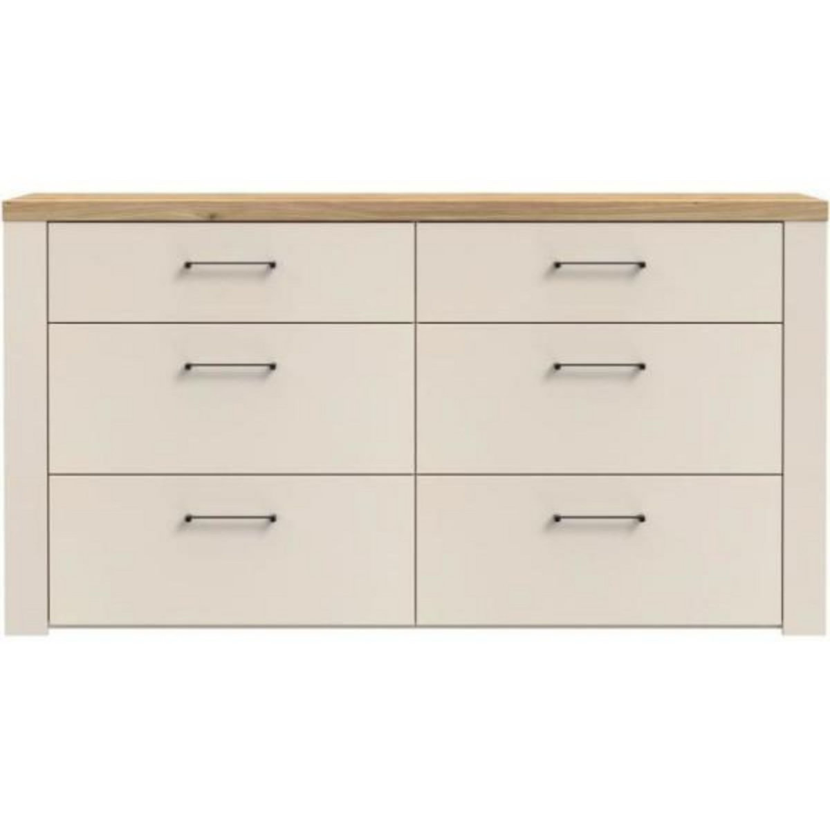 MARKET24 Commode - NELLEKE - 6 tiroirs - Sable / Bois - L156,3 x P41,3 x H83,1 cm