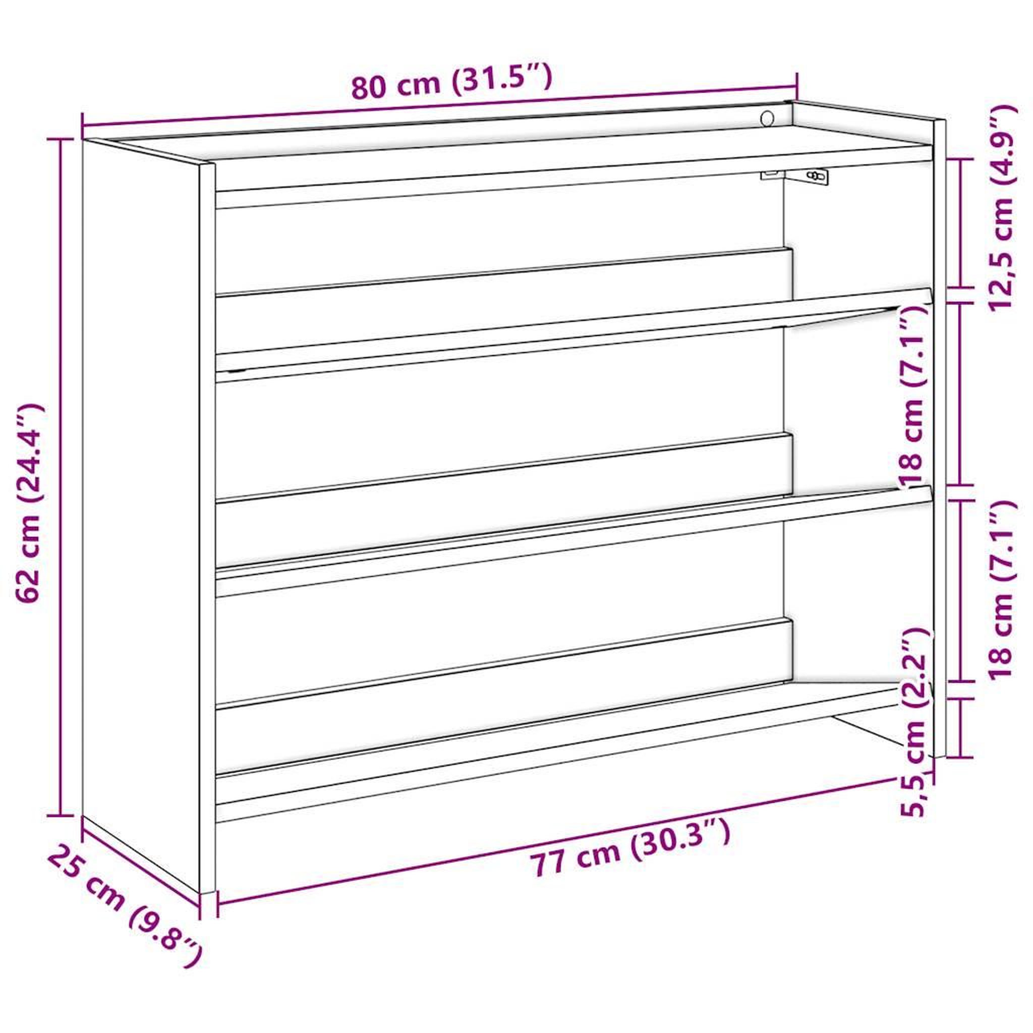 Voir la diapositive 6 : VIDAXL Etagere a chaussures sonoma gris 80x25x62 cm bois d'ingenierie
