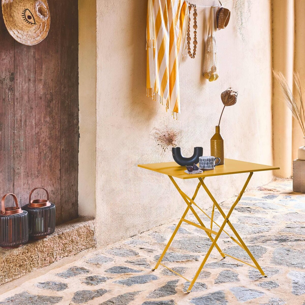 SWEEEK Table jardin bistrot pliable - Emilia carrée - Table carrée 70x70cm en acier thermolaqué