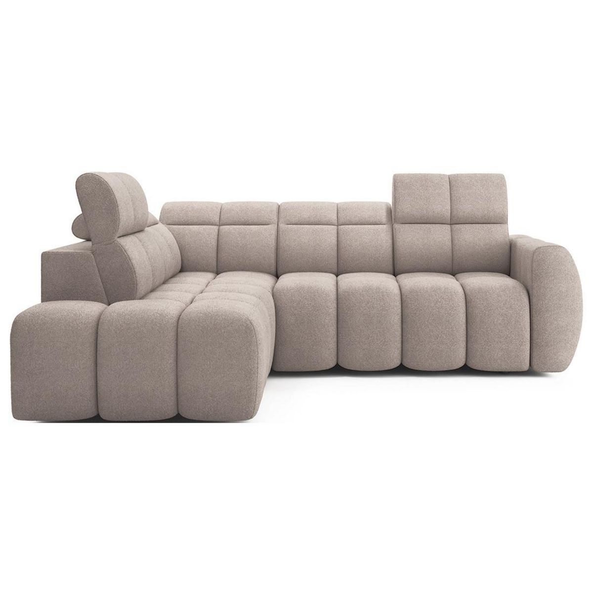 BEST MOBILIER Basile - canapé d'angle gauche 4 places assise extensible électrique avec coffre en tissu texturé