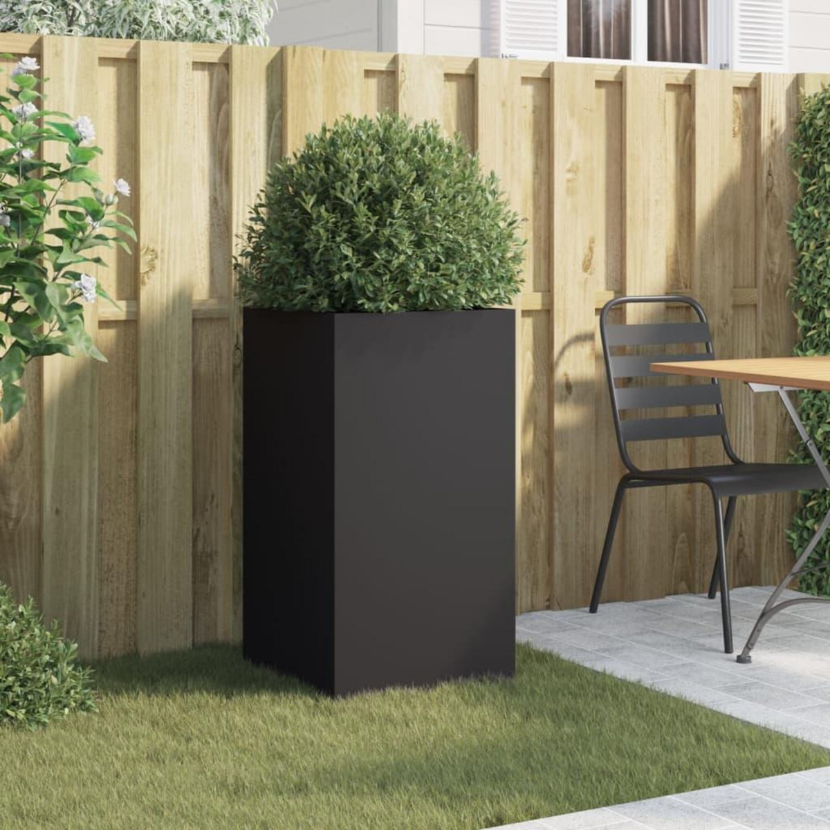 VIDAXL Jardiniere noir 42x38x75 cm acier