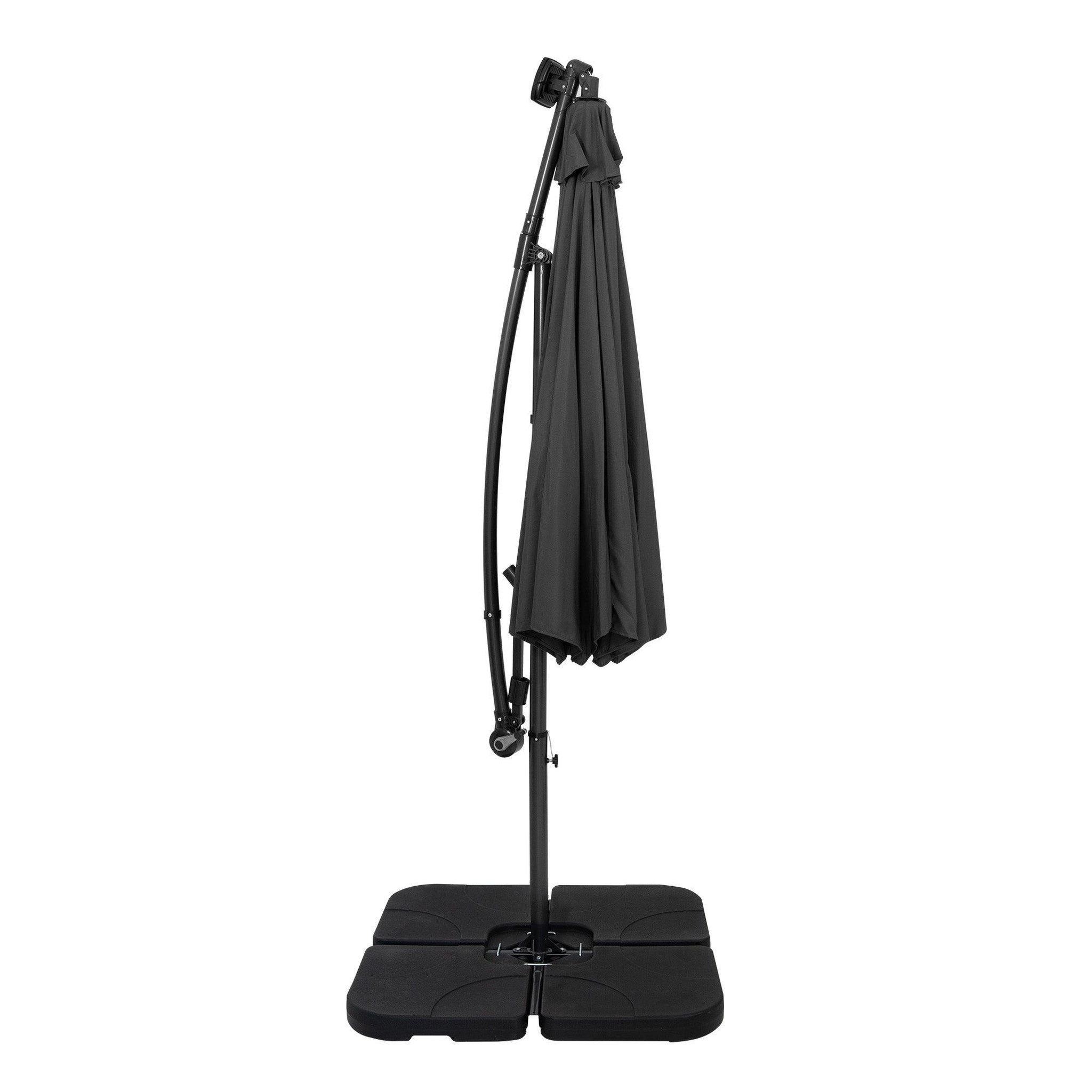 Voir la diapositive 2 : Monster Parasol Banane à Mât Déporté à LED 3 m & Pied Carré