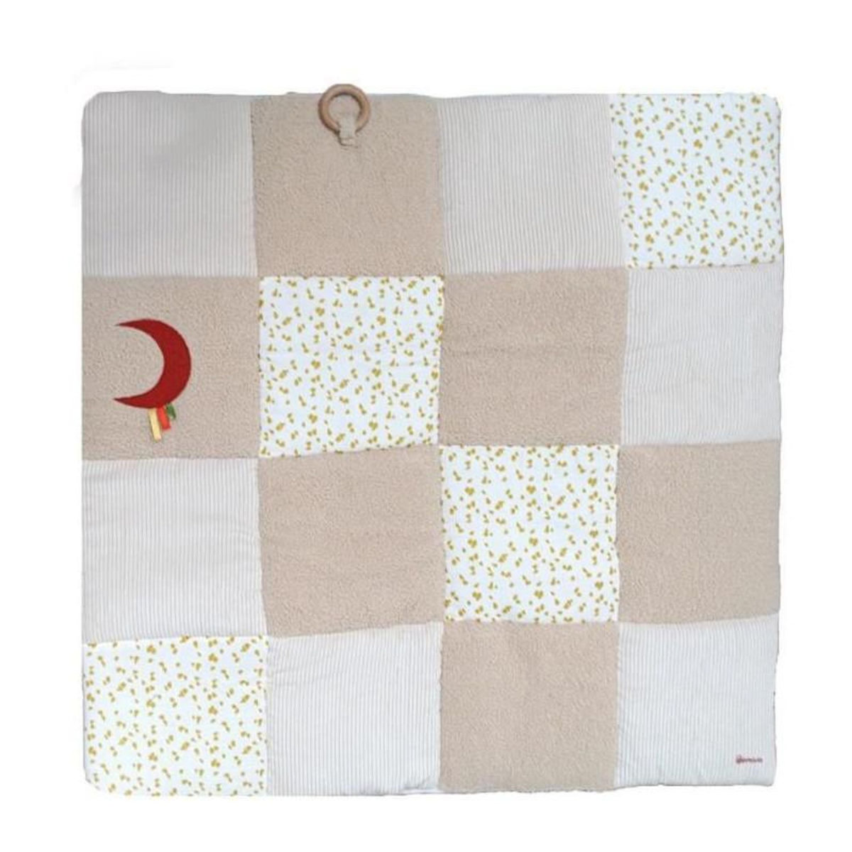 DOMIVA Tapis d'éveil - DOMIVA - Honey Moon - Patchwork - Anneau en bois et lune décorative
