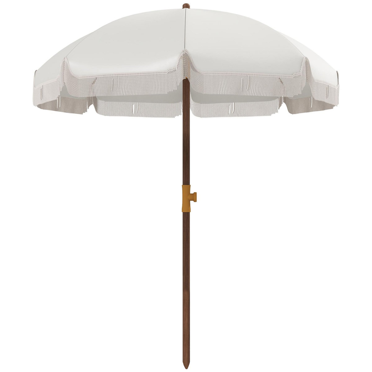 OUTSUNNY Parasol droit de plage jardin style bohème à franges UV40+ crème
