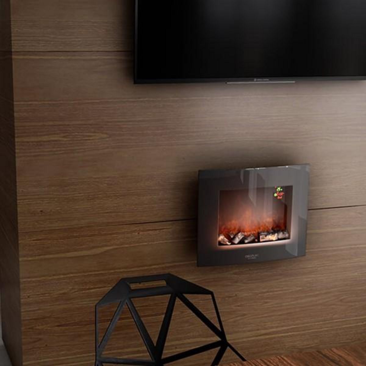 CECOTEC Cheminée murale électrique décorative Cecotec Warm 2600 Curved Flames 2000W