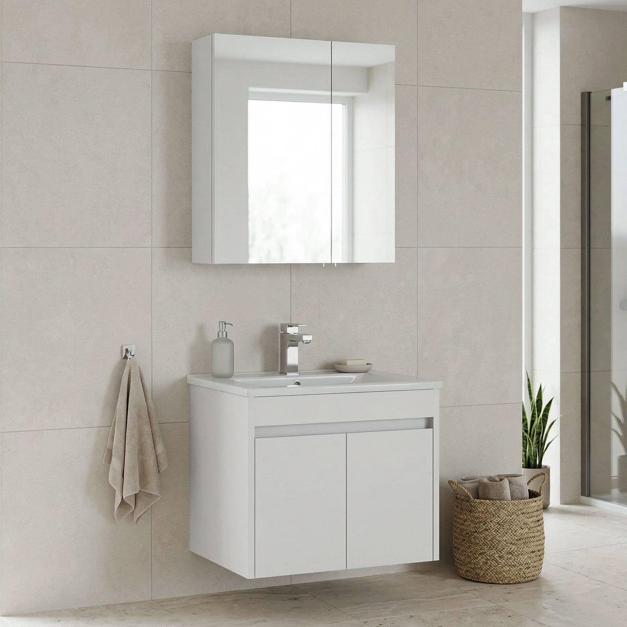 Voir la diapositive 2 : Habitat et Jardin Meuble avec simple vasque et miroir  Side 65 v2  - 65 x 45 x 52 cm - Matte White
