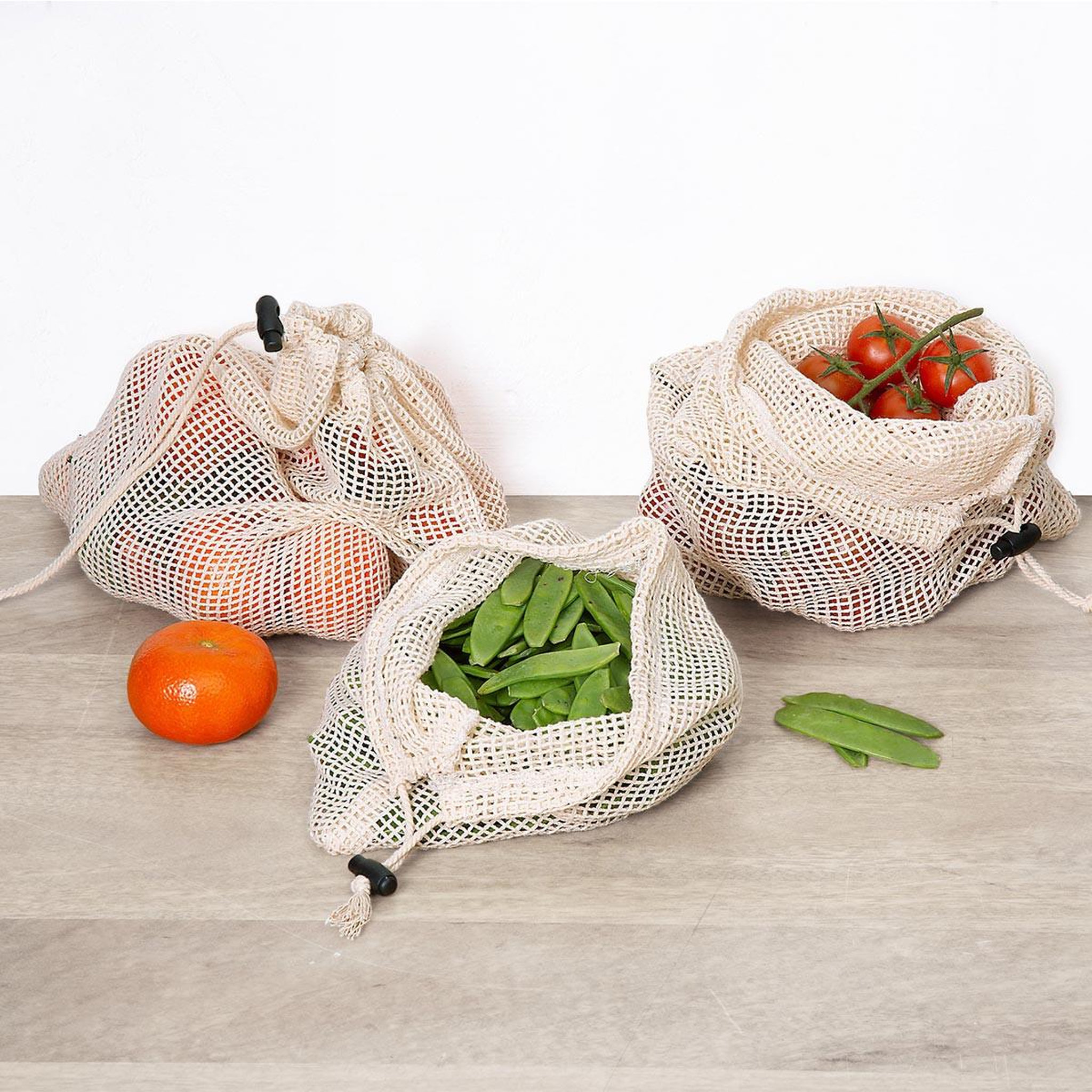 Voir la diapositive 3 : FIVE Lot de 3 sacs de conservation  coton  43cm naturel