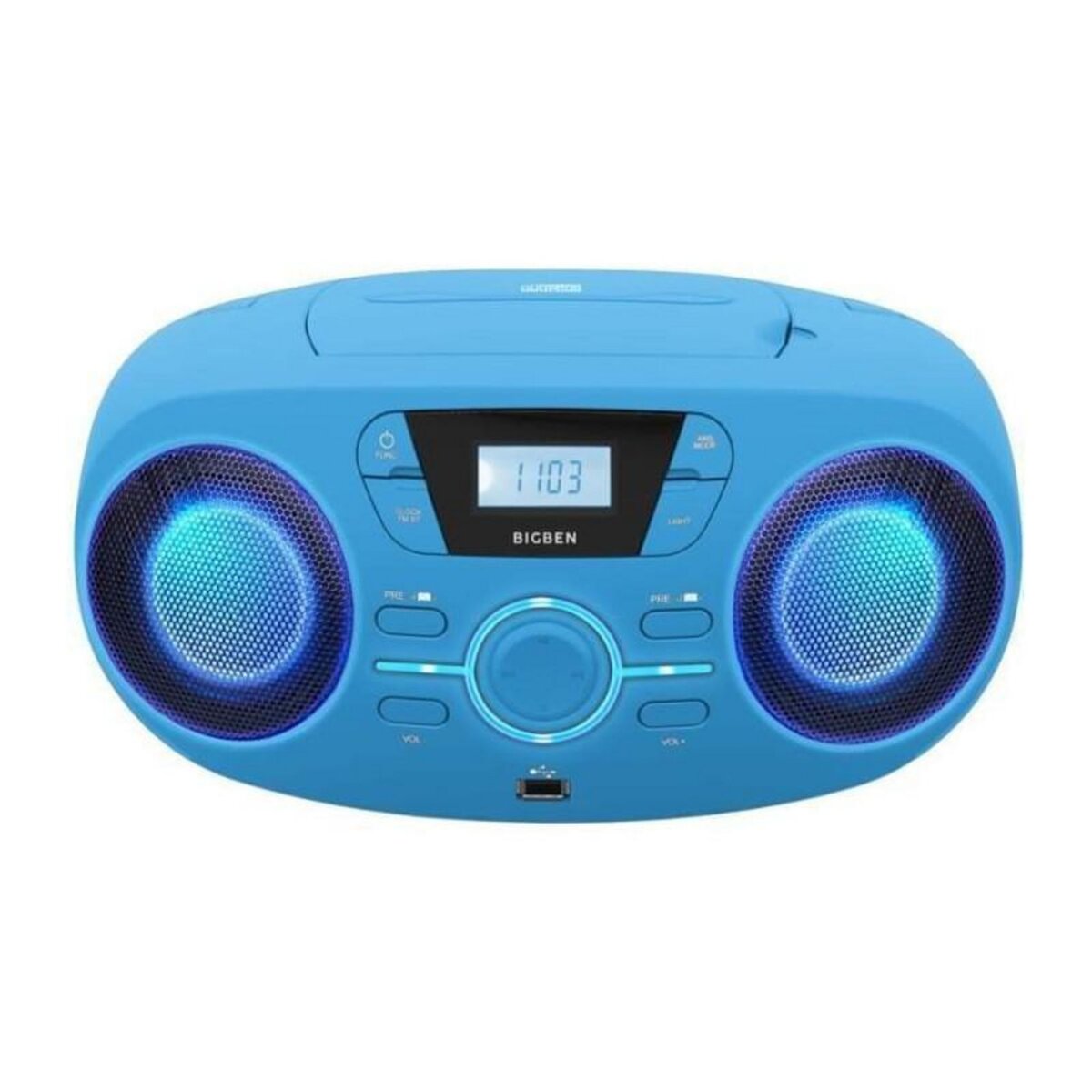 Bigben BIGBEN CD61BLUSB Lecteur Radio Cd Portable Usb Bleu + Speakers Lumineux