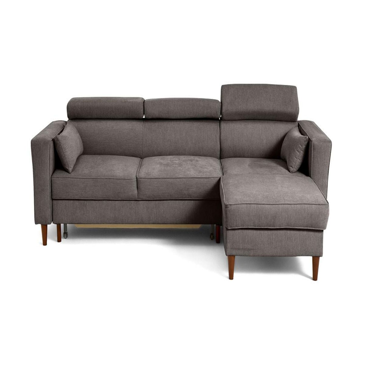 BEST MOBILIER Alicante - canapé d'angle réversible convertible avec têtières - coffre - 4 places - en tissu texturé