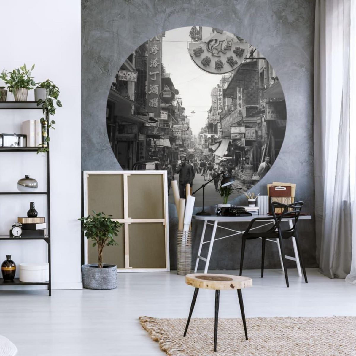 WallArt WallArt Papier peint cercle Hong Kong the Old Days 190 cm