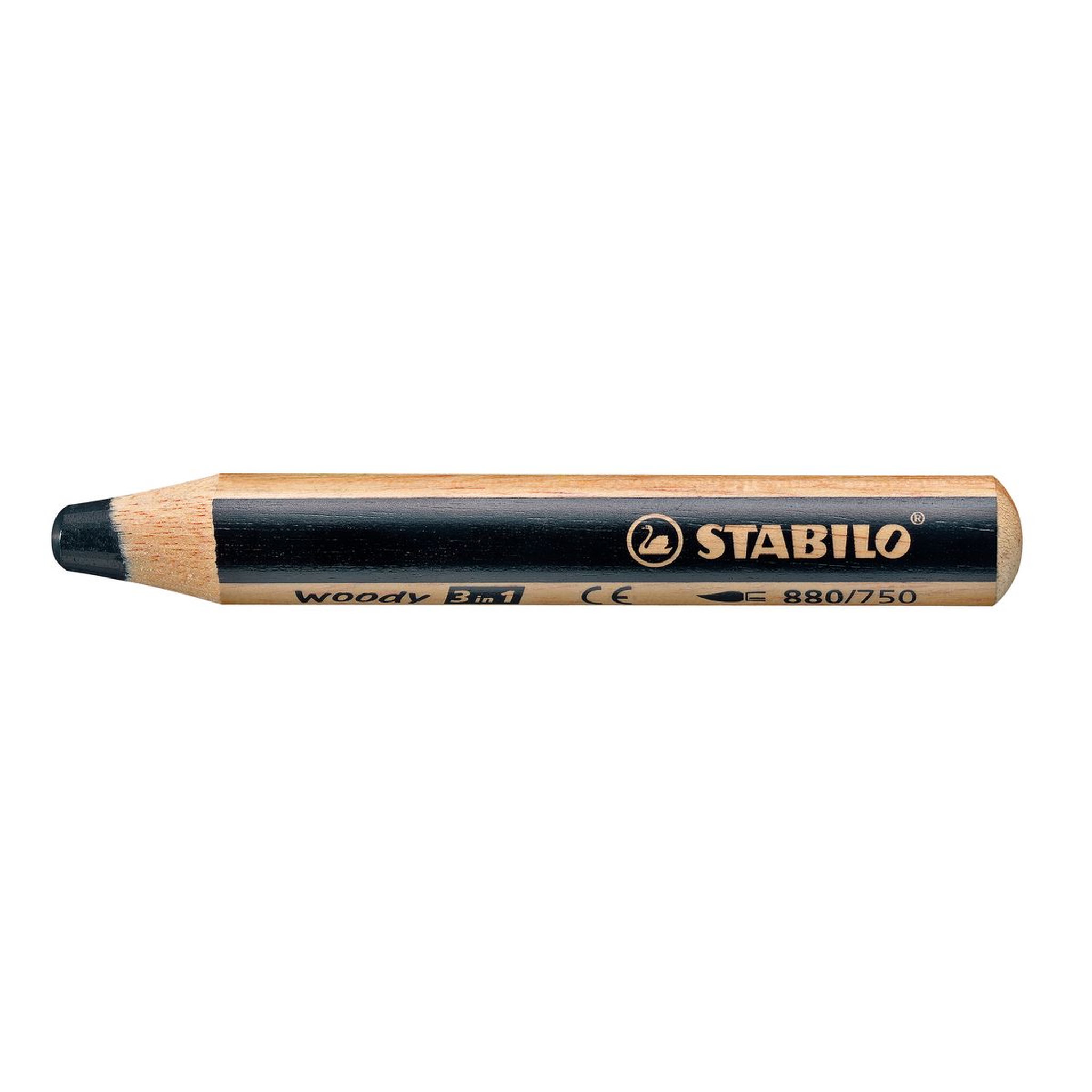 Voir la diapositive 5 : STABILO Lot de 4 Woody 3 en 1 + taille-crayon + chiffonnette
