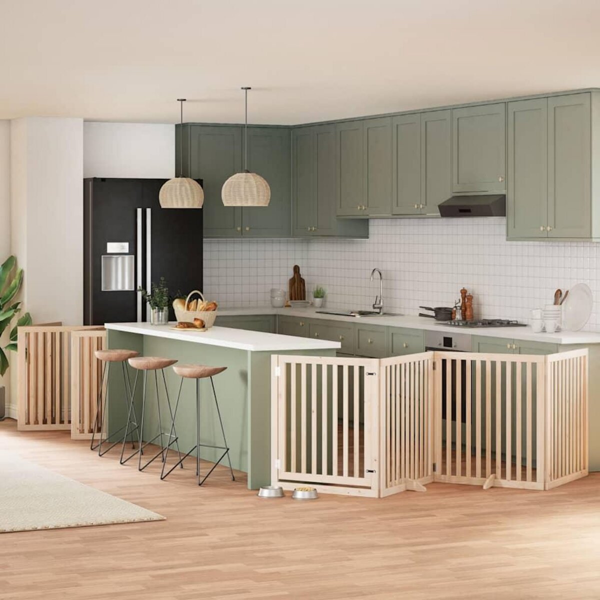 VIDAXL Barriere pour chien porte pliable 10 panneaux bois de peuplier