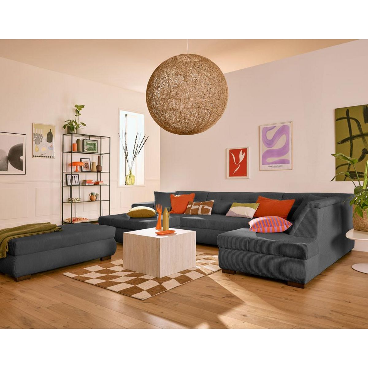 LISA DESIGN Vermont - pouf d'appoint - en velours côtelé