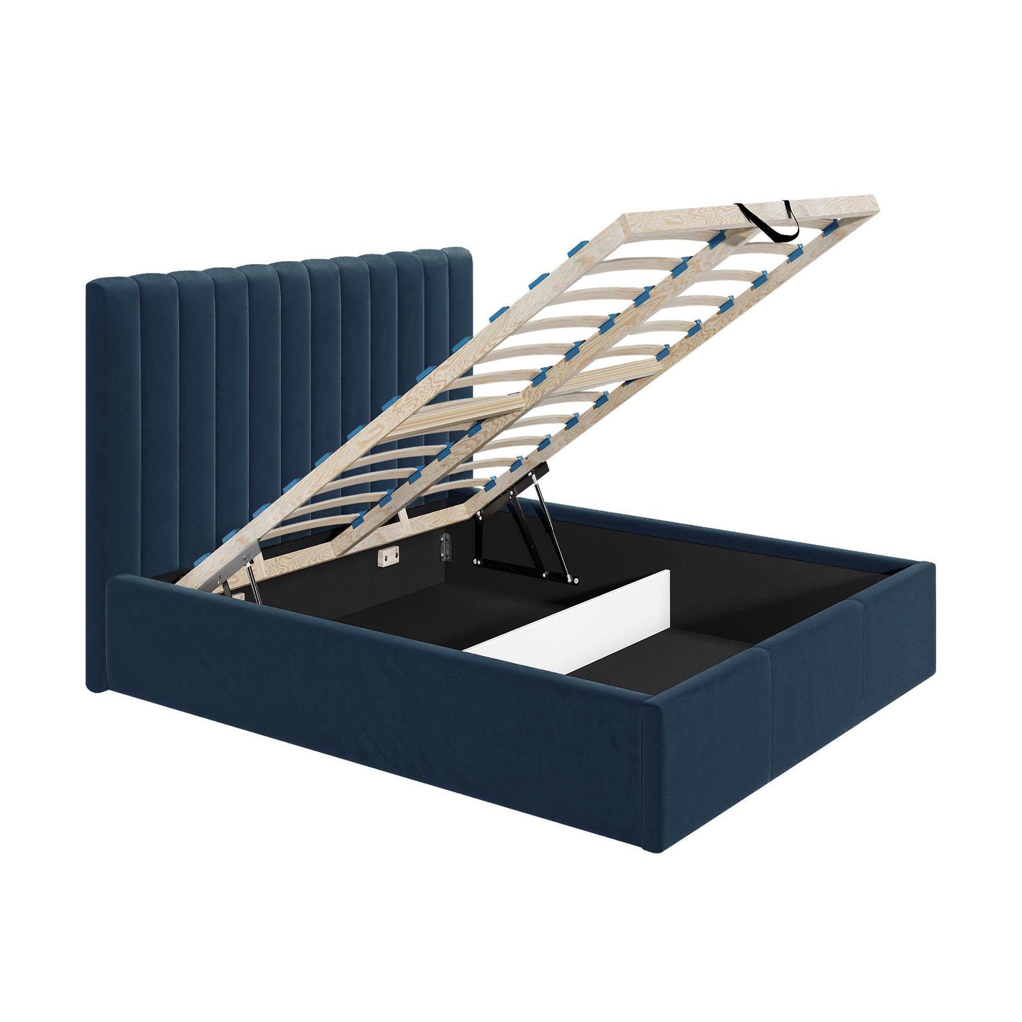 Voir la diapositive 2 : BEST MOBILIER Rosario - lit coffre - 140x200 - sommier inclus - en velours