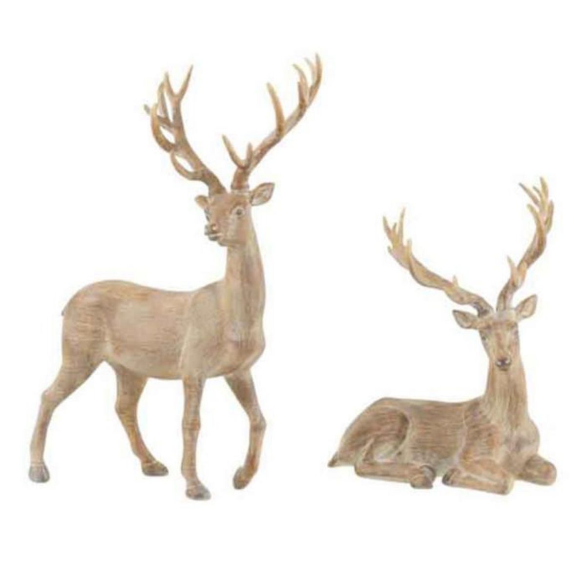 Paris Prix Lot de 2 Statuettes Déco  Renne Résine  32cm Marron