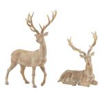 Paris Prix Lot de 2 Statuettes Déco  Renne Résine  32cm Marron