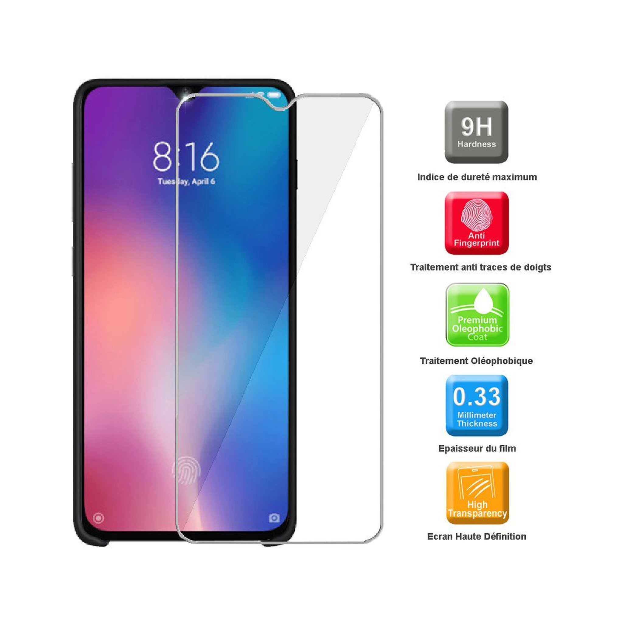 Voir la diapositive 2 : IBROZ Pack xiaomi mi 9 coque silicone noir
