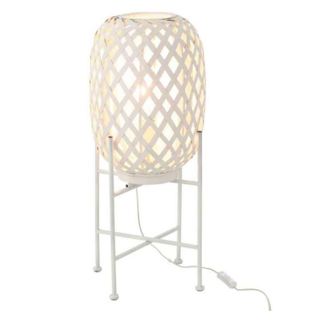 Paris Prix Lampadaire Déco en Bambou  Inaya  63cm Blanc