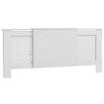 HOMCOM Cache-radiateur réglable motif nid d'abeille dim. 136-200L x 21,5l x 91,7H cm MDF blanc