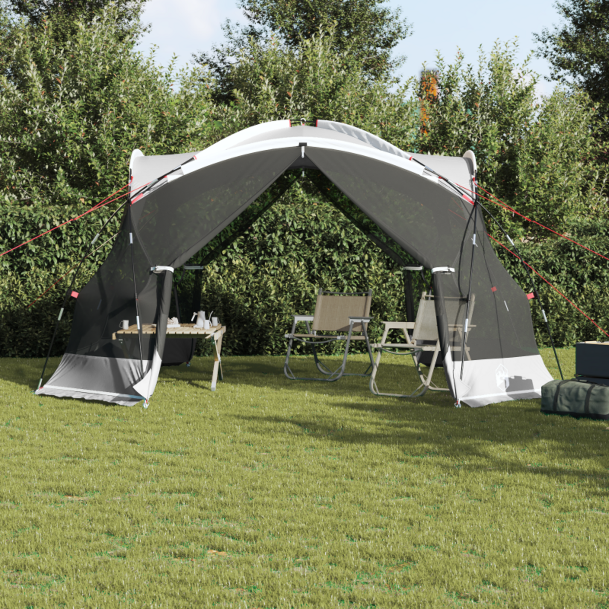 VIDAXL Mosquito net de camping avec portes grises pour 8 personnes étanche