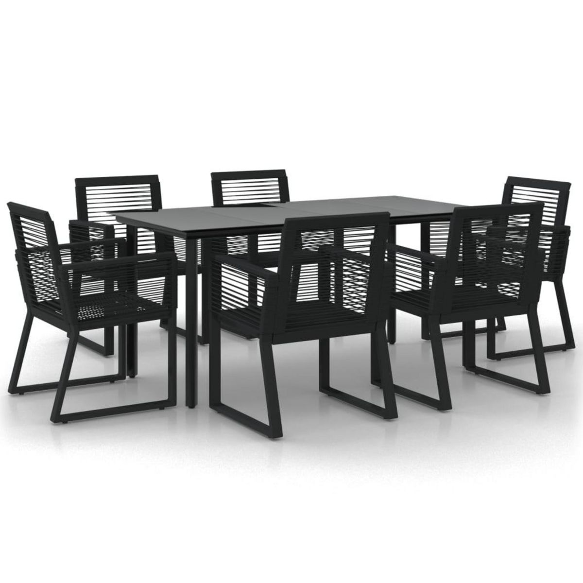VIDAXL Ensemble a manger de jardin 7 pcs Noir Rotin PVC