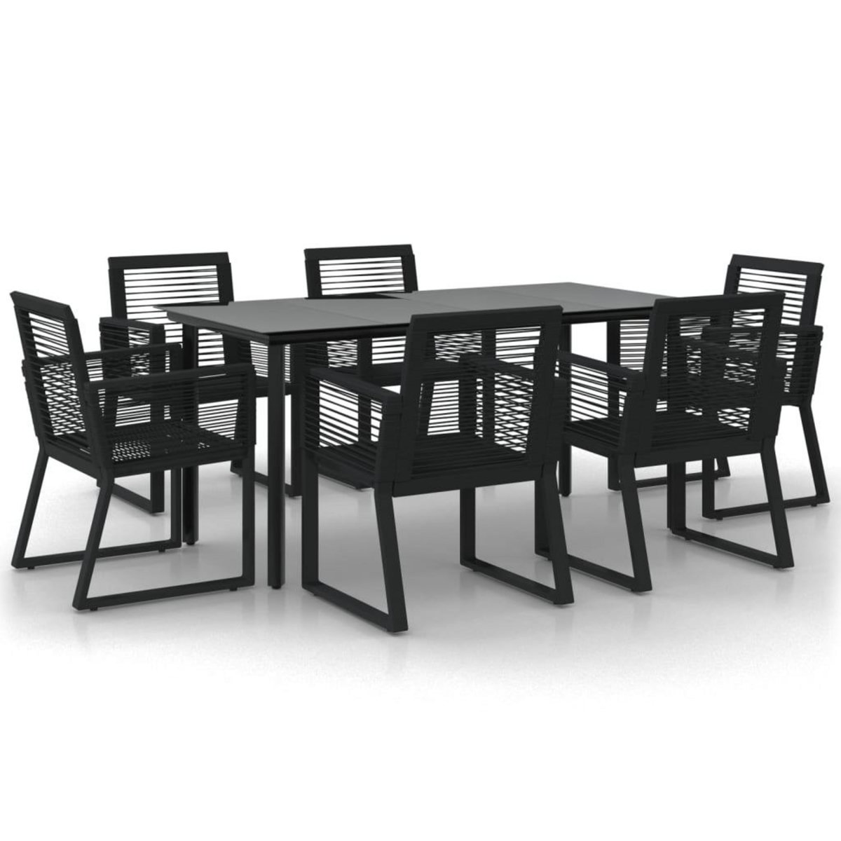 VIDAXL Ensemble a manger de jardin 7 pcs Noir Rotin PVC