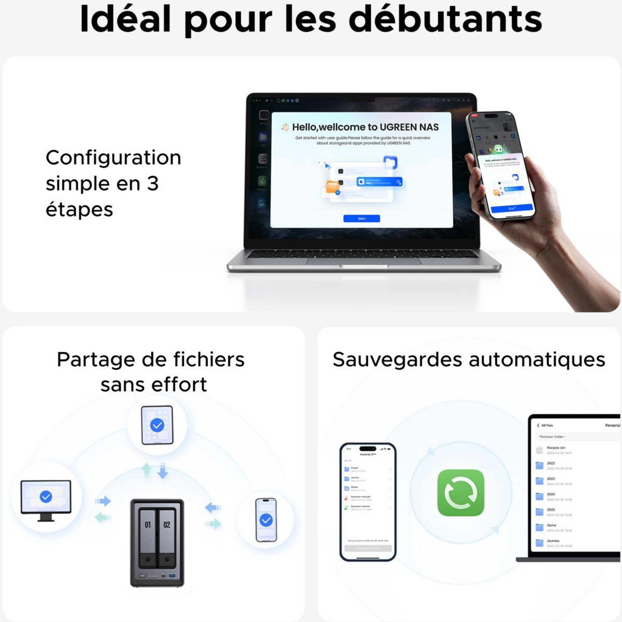 Voir la diapositive 4 : UGREEN Serveur NAS 2 baies DXP2800 Gris anodisé