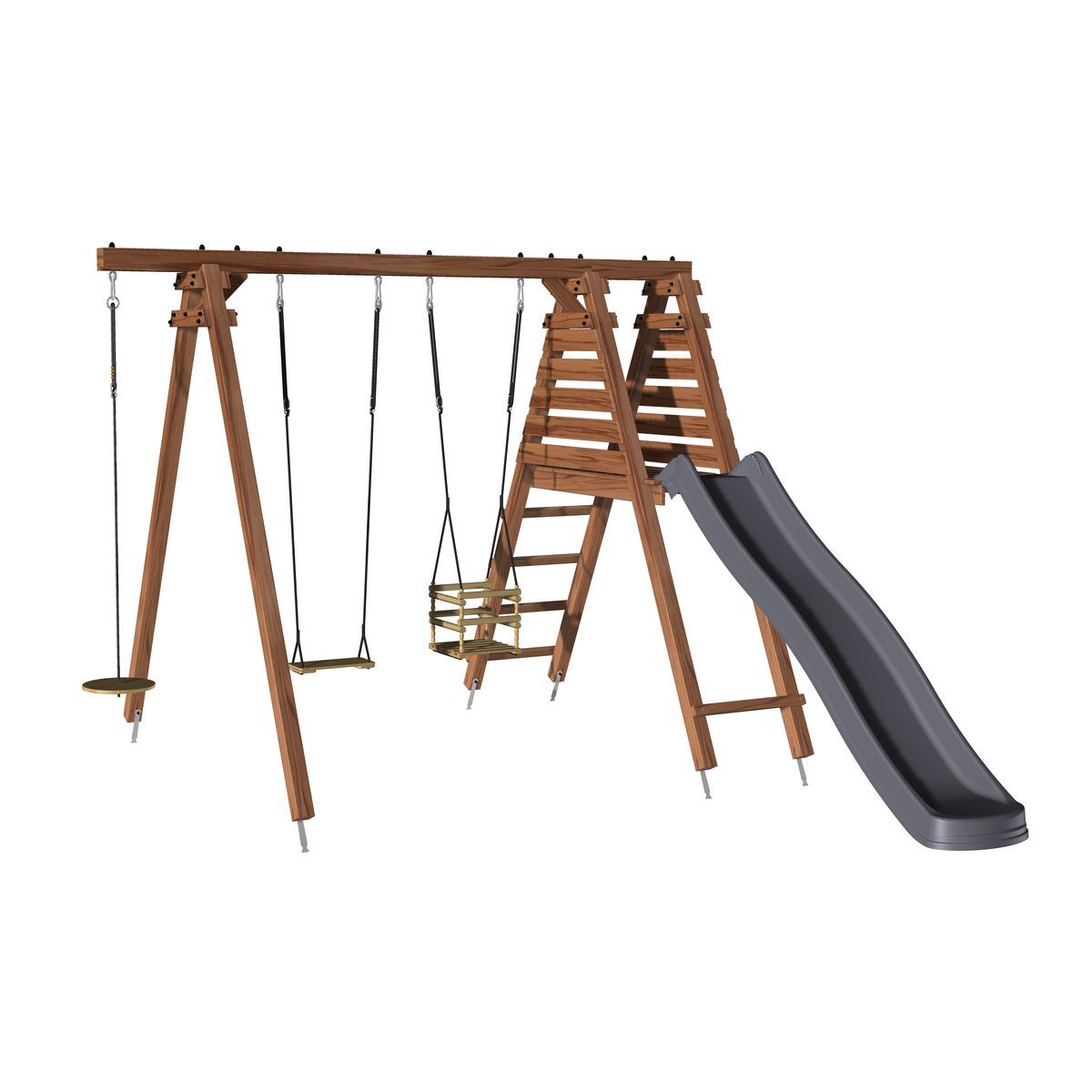 Soulet Portique balançoire avec toboggan - Bois - H2,24 m - FLEUR 