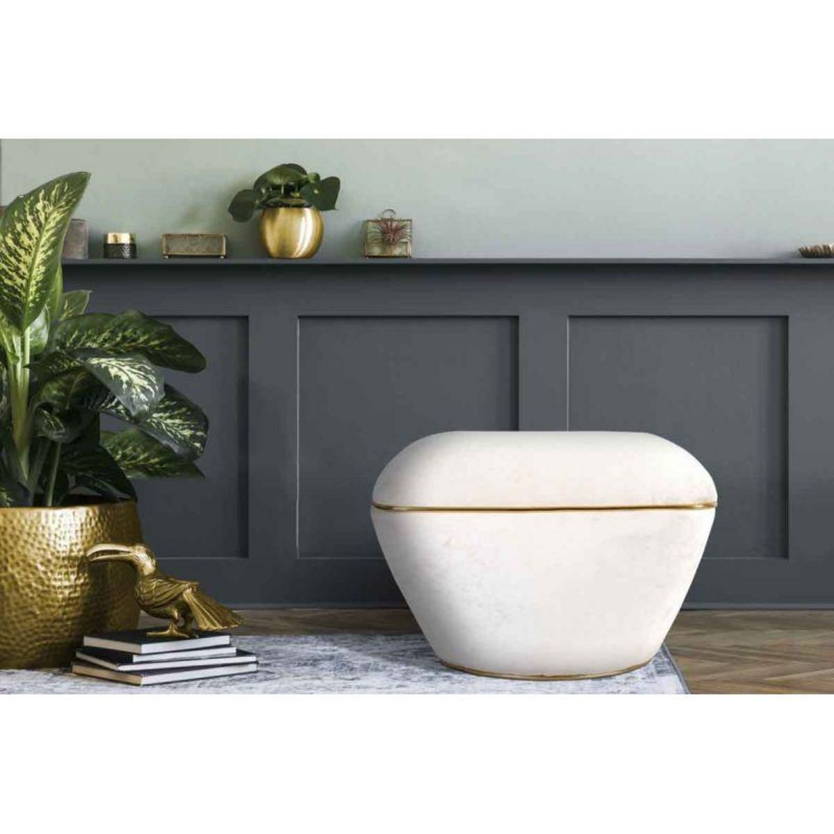 Paris Prix Tabouret Design  Contessa  60cm Ivoire & Or