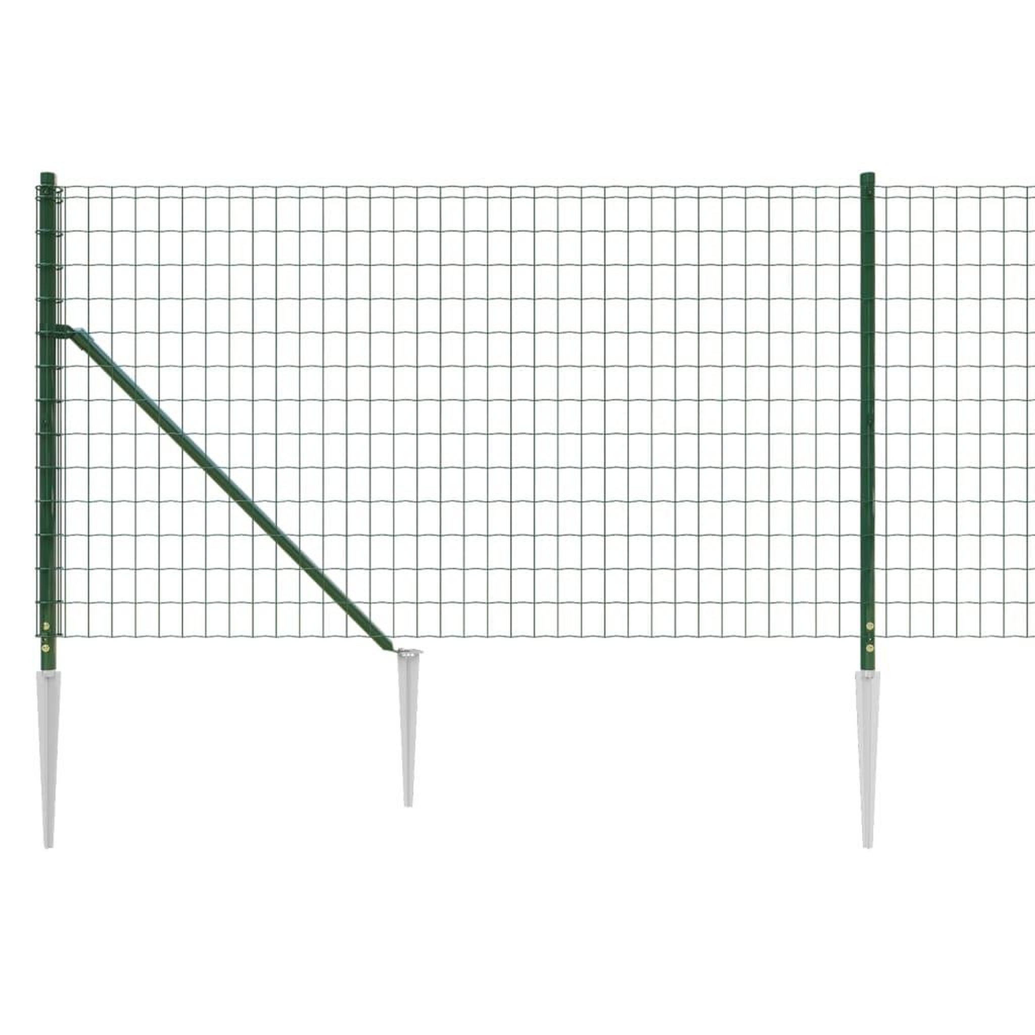 Voir la diapositive 4 : VIDAXL Cloture en treillis metallique et piquet d'ancrage vert 0,8x10m