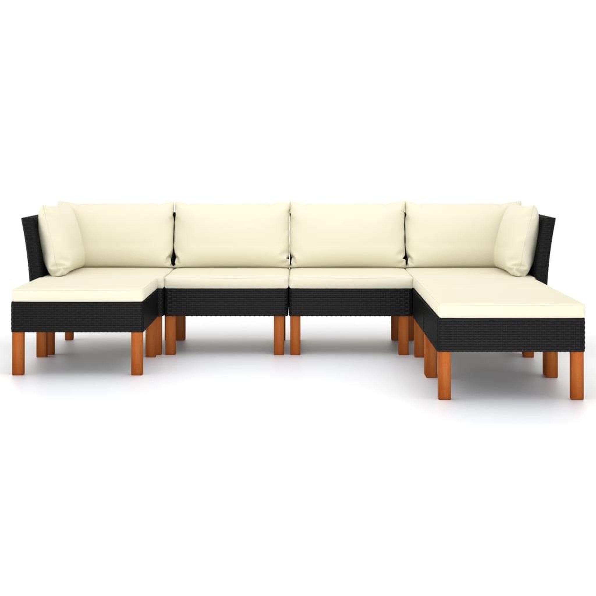 Voir la diapositive 3 : VIDAXL Salon de jardin 7 pcs avec coussins Resine tressee Noir