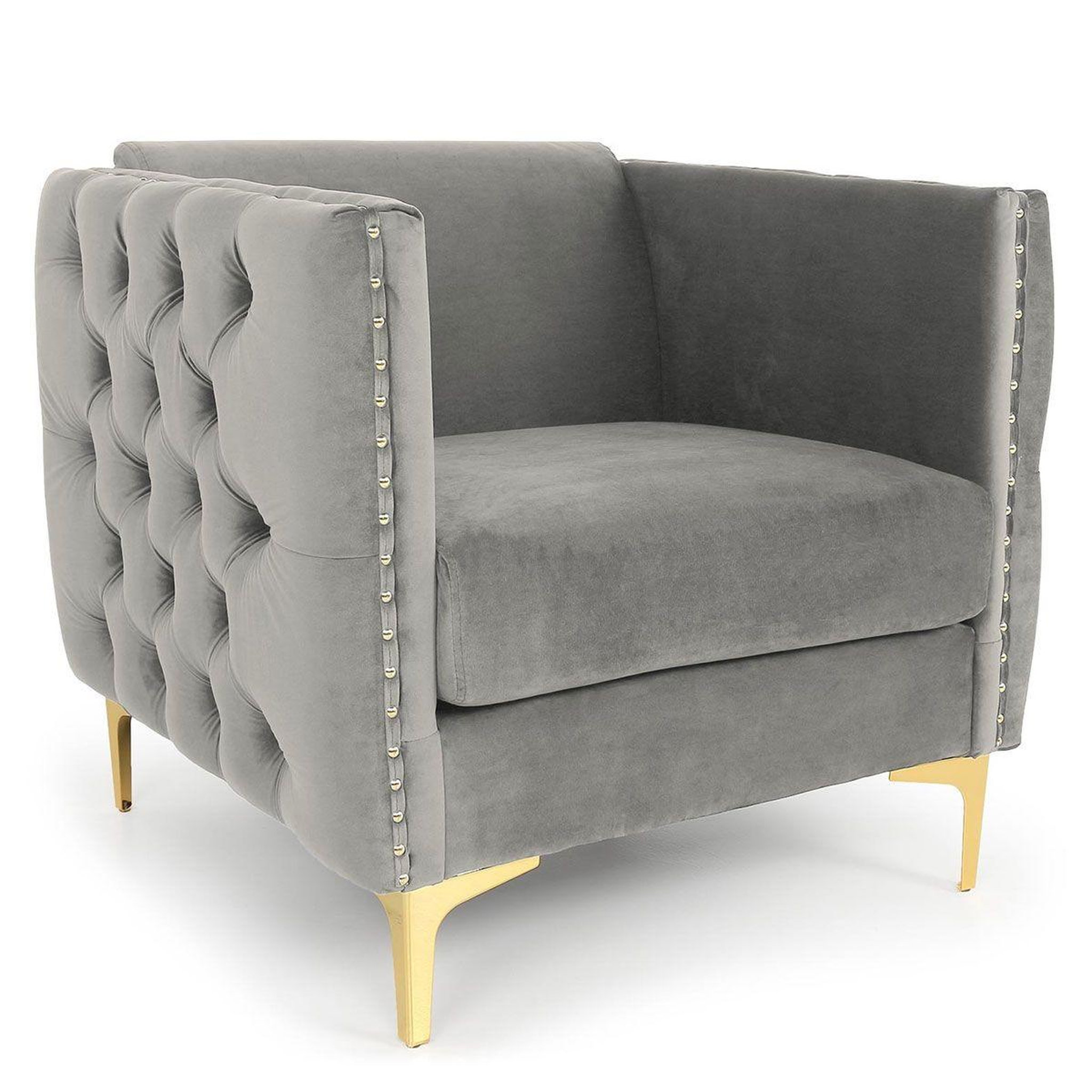 Voir la diapositive 1 : Paris Prix Fauteuil design en velours  suez  83cm argent