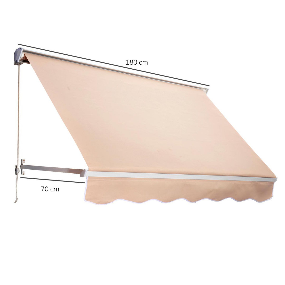 OUTSUNNY Store banne manuel inclinaison réglable aluminium polyester imperméabilisé 70L x 180l cm beige