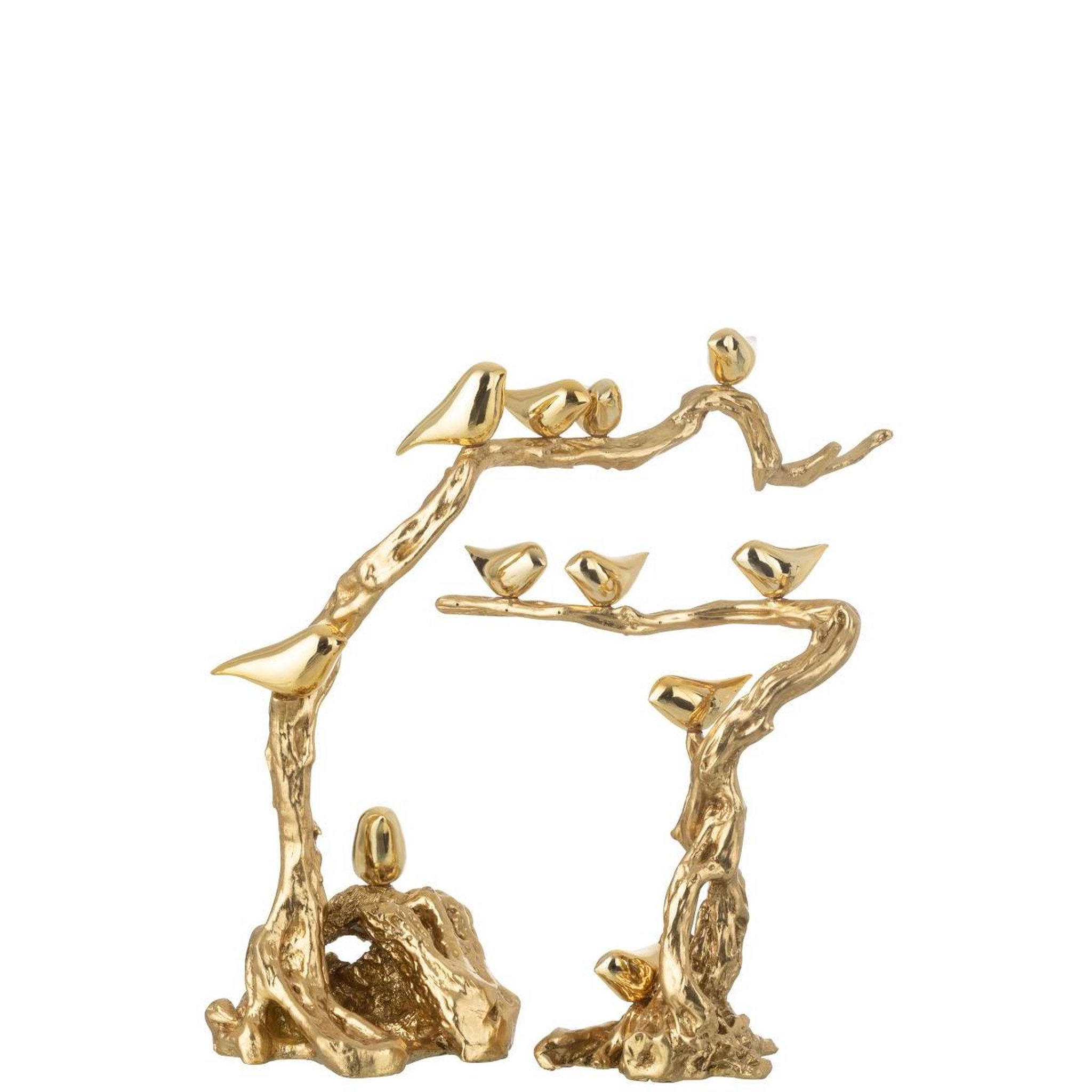 Voir la diapositive 2 : J-LINE Oiseaux sur branche en résine  maribel  46cm doré