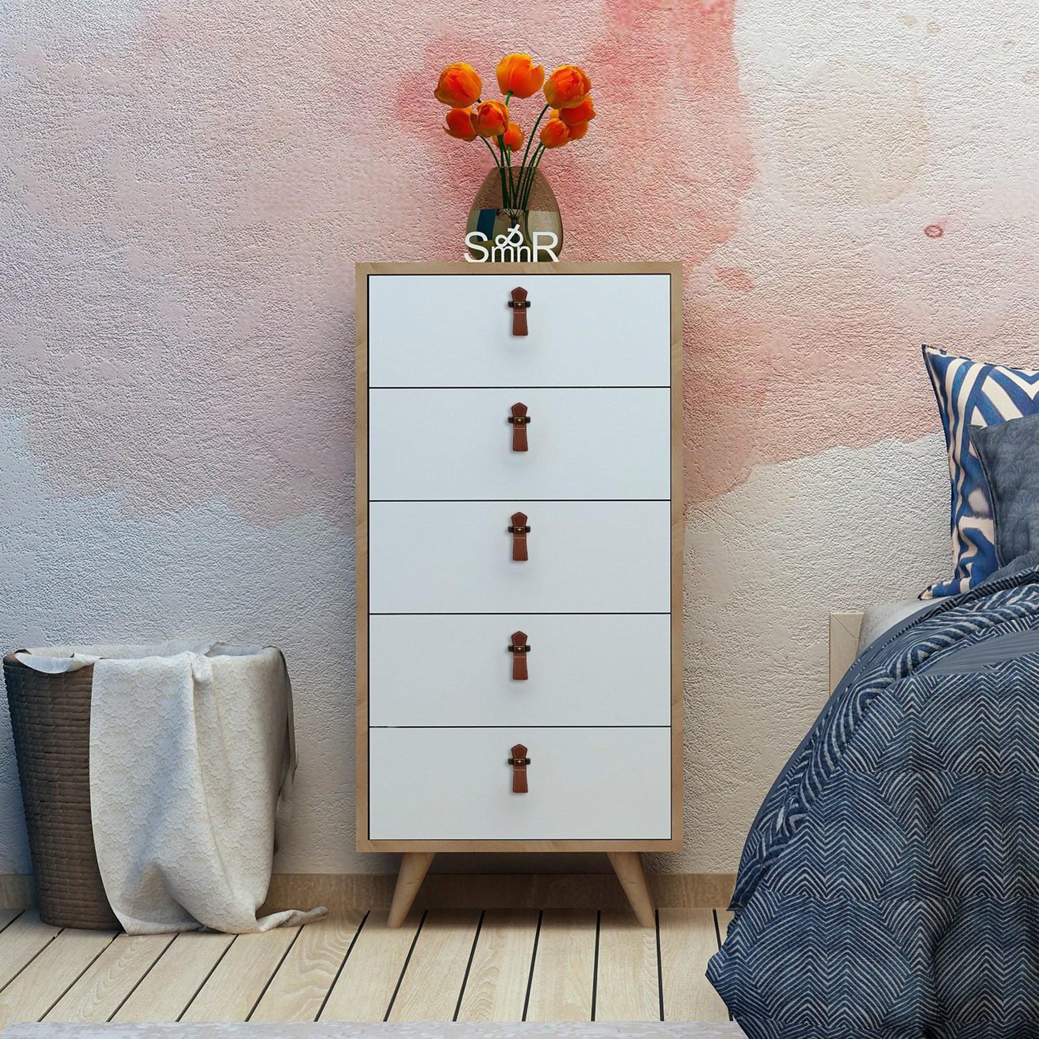 Voir la diapositive 3 : Habitat et Jardin Commode en bois  frenzu  - 50 x 40 x 103 cm - blanc
