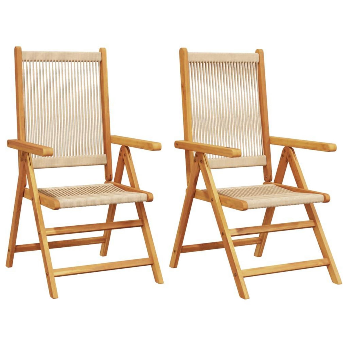 VIDAXL Chaises de jardin lot de 2 beige bois d'acacia et polypropylene