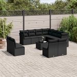 VIDAXL Salon de jardin 12 pcs avec coussins noir resine tressee