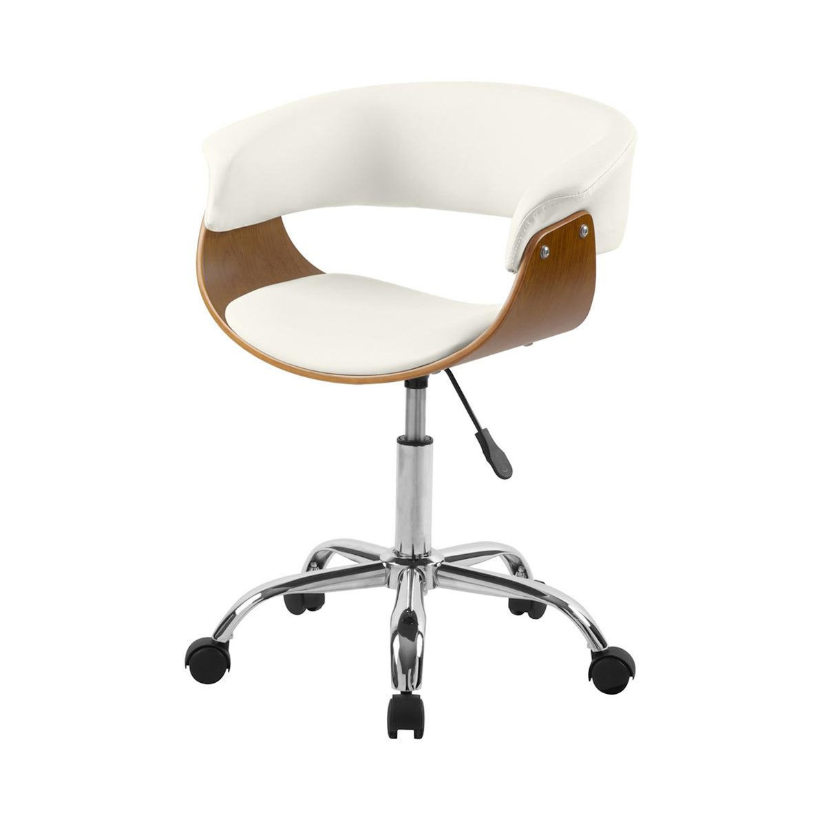 Rendez vous déco Chaise de bureau pivotante en bois et PU blanc-Basile